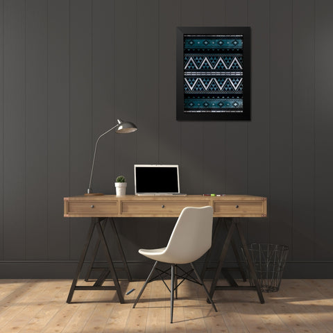 Aztec Pattern Black Modern Wood Framed Art Print by Grey, Jace
