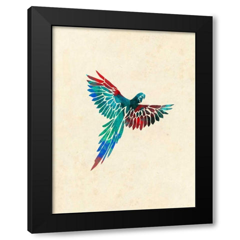 Tropical Parrot Black Modern Wood Framed Art Print with Double Matting by Grey, Jace
