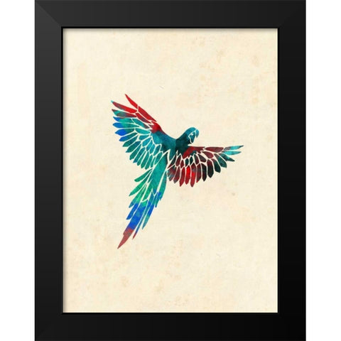 Tropical Parrot Black Modern Wood Framed Art Print by Grey, Jace