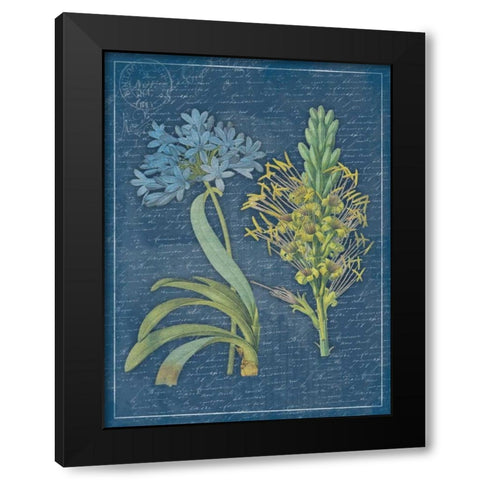 Blue print floral Black Modern Wood Framed Art Print with Double Matting by Grey, Jace