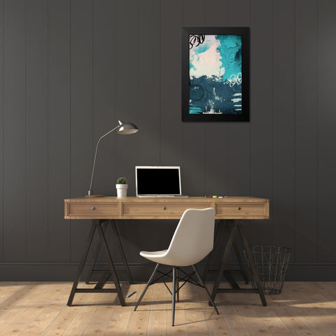 Blue abstract Black Modern Wood Framed Art Print by Grey, Jace
