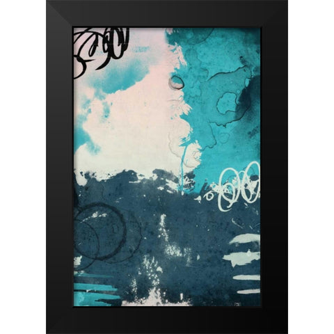 Blue abstract Black Modern Wood Framed Art Print by Grey, Jace