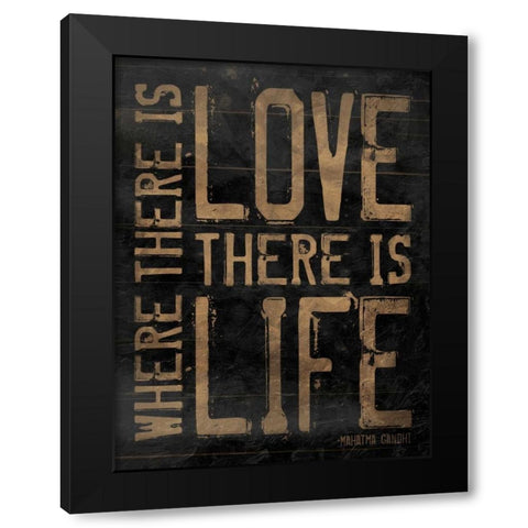 Love Life brown Black Modern Wood Framed Art Print by Grey, Jace