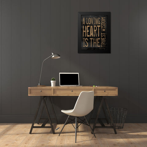 Loveing Heart brown Black Modern Wood Framed Art Print by Grey, Jace