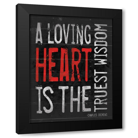Loveing Heart Black Modern Wood Framed Art Print with Double Matting by Grey, Jace