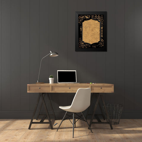 Black gold frame Black Modern Wood Framed Art Print by Grey, Jace