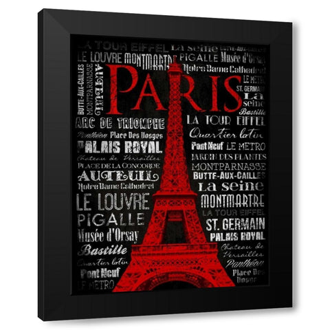Paris Type RED Black Modern Wood Framed Art Print with Double Matting by Grey, Jace