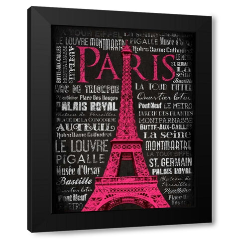 Paris Type Black Modern Wood Framed Art Print with Double Matting by Grey, Jace