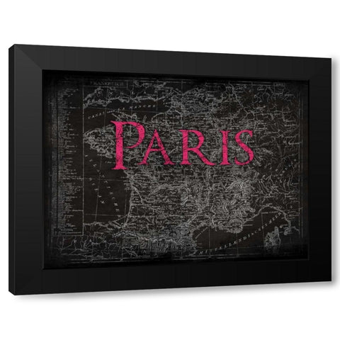 Paris Map Type Black Modern Wood Framed Art Print by Grey, Jace