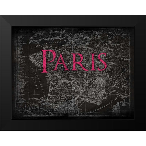 Paris Map Type Black Modern Wood Framed Art Print by Grey, Jace