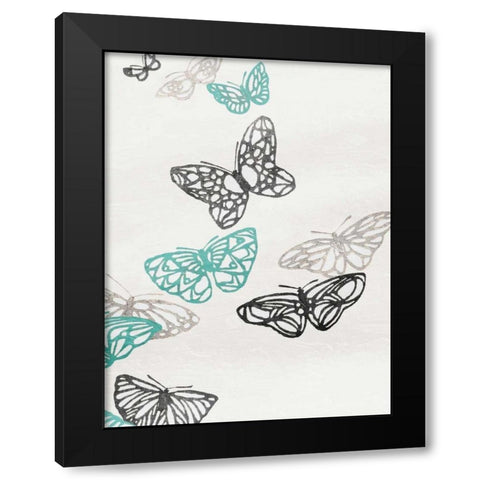 Butterflies Black Modern Wood Framed Art Print by Grey, Jace