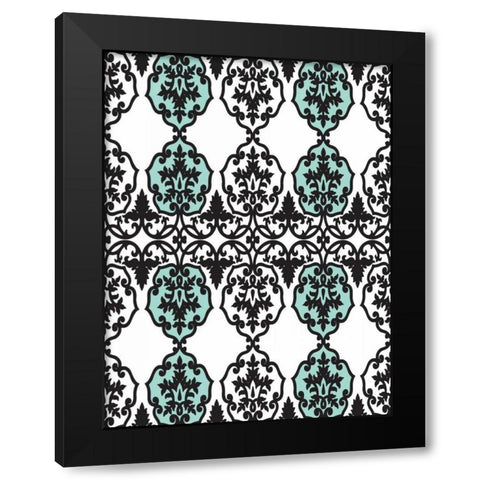 Teal pattern Black Modern Wood Framed Art Print with Double Matting by Grey, Jace