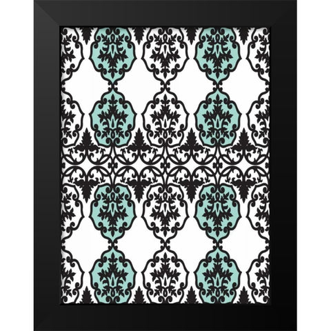 Teal pattern Black Modern Wood Framed Art Print by Grey, Jace