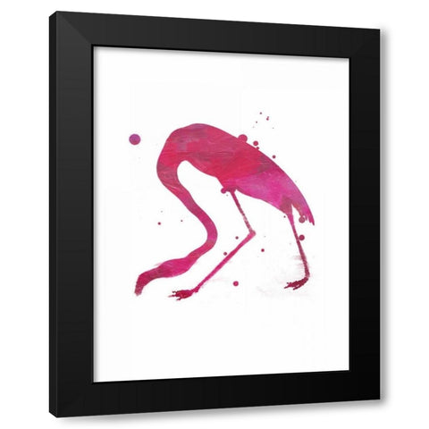 Flamingo splat Black Modern Wood Framed Art Print by Grey, Jace