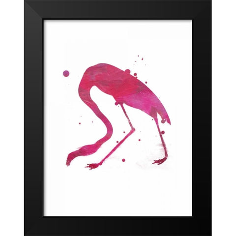 Flamingo splat Black Modern Wood Framed Art Print by Grey, Jace