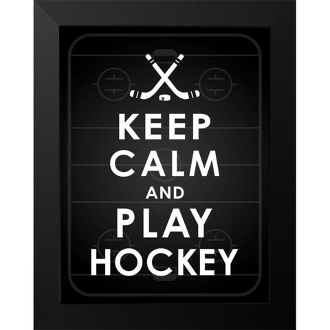 Keep calm hockey Black Modern Wood Framed Art Print by Grey, Jace