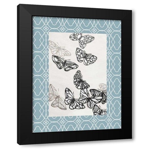 Butterfly border Black Modern Wood Framed Art Print with Double Matting by Grey, Jace