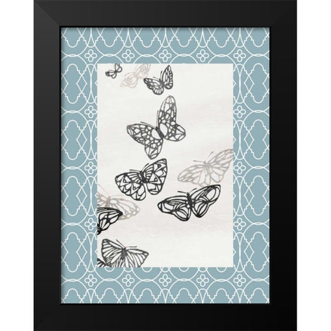 Butterfly border 2 Black Modern Wood Framed Art Print by Grey, Jace