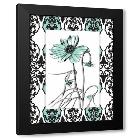 Simple floral teal Black Modern Wood Framed Art Print by Grey, Jace