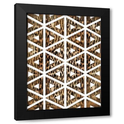 Triangular animals Black Modern Wood Framed Art Print with Double Matting by Grey, Jace