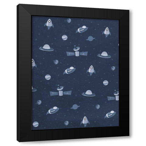 Fun space blues Black Modern Wood Framed Art Print by Grey, Jace