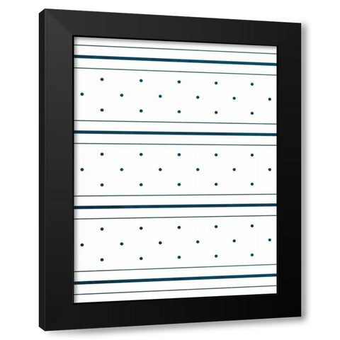 Blue Lines and dots Black Modern Wood Framed Art Print with Double Matting by Grey, Jace