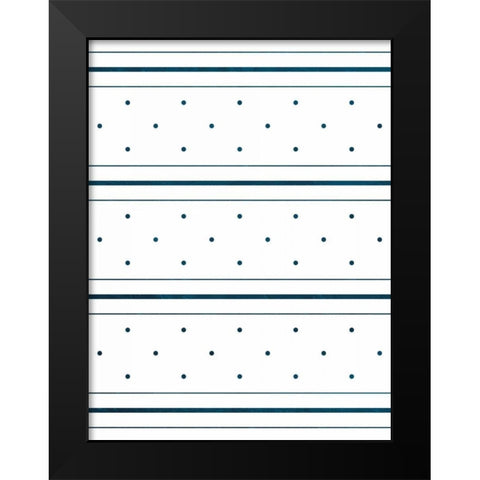 Blue Lines and dots Black Modern Wood Framed Art Print by Grey, Jace