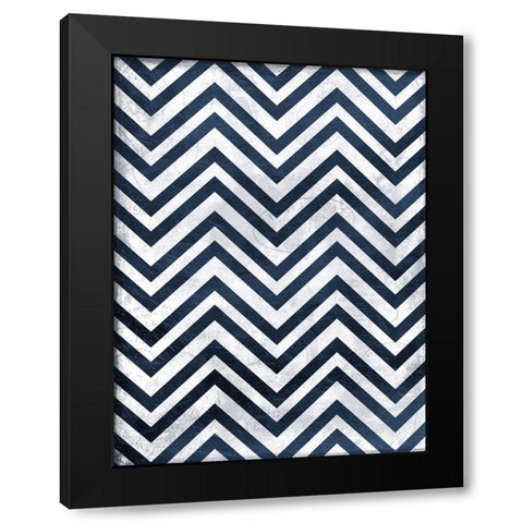 Indigo chev Black Modern Wood Framed Art Print with Double Matting by Grey, Jace