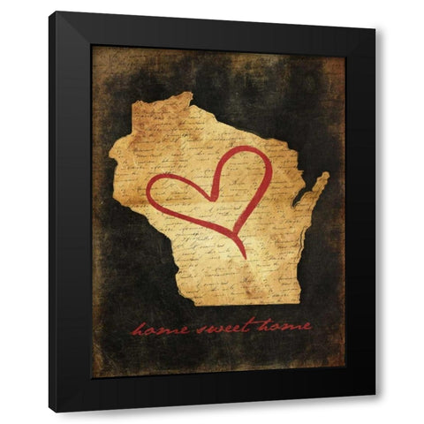 Home Sweet Home WI Black Modern Wood Framed Art Print with Double Matting by Grey, Jace