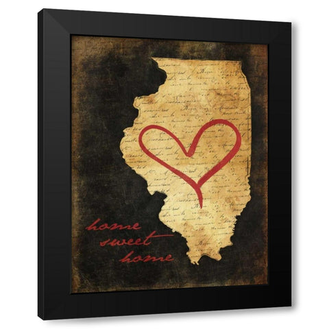 Home Sweet Home IL Black Modern Wood Framed Art Print by Grey, Jace