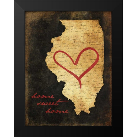 Home Sweet Home IL Black Modern Wood Framed Art Print by Grey, Jace
