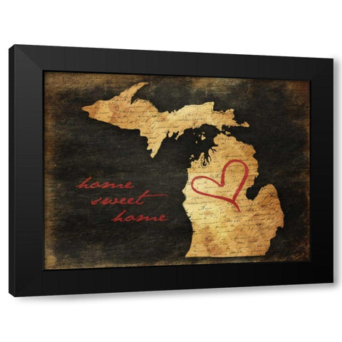 Home Sweet Home MI Black Modern Wood Framed Art Print with Double Matting by Grey, Jace