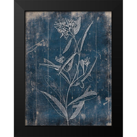 Wood Floral Blues Black Modern Wood Framed Art Print by Grey, Jace