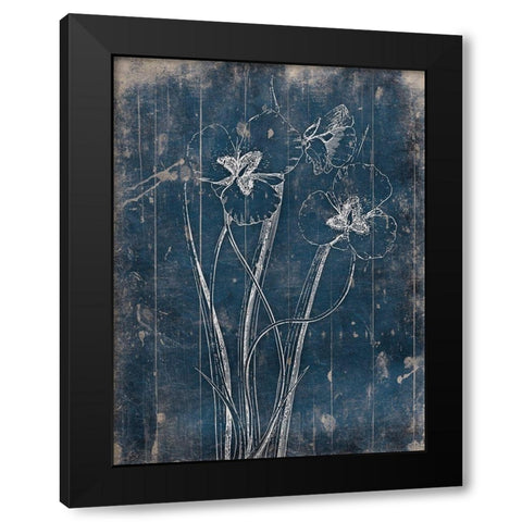 Wood Floral Blues Mate Black Modern Wood Framed Art Print with Double Matting by Grey, Jace