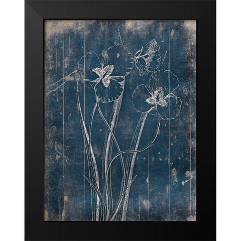 Wood Floral Blues Mate Black Modern Wood Framed Art Print by Grey, Jace