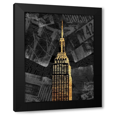 Gold NY Black Modern Wood Framed Art Print with Double Matting by Grey, Jace