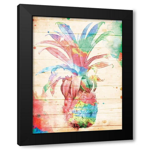 Colorful Pineapple Black Modern Wood Framed Art Print by Grey, Jace