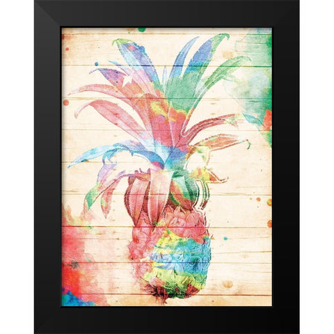 Colorful Pineapple Black Modern Wood Framed Art Print by Grey, Jace
