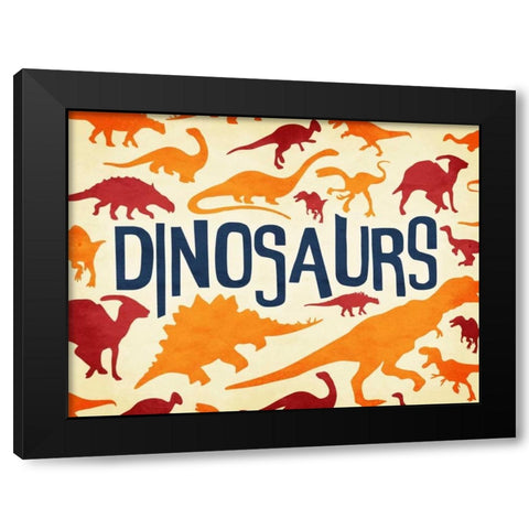 Dinosaurs Three Black Modern Wood Framed Art Print by Grey, Jace