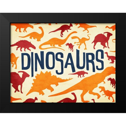 Dinosaurs Three Black Modern Wood Framed Art Print by Grey, Jace