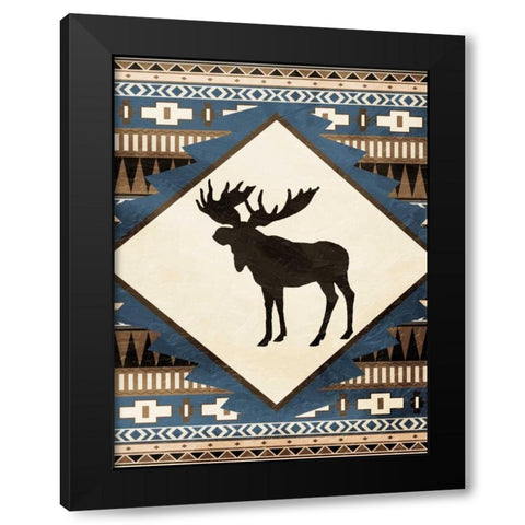 Moose Pattern Black Modern Wood Framed Art Print with Double Matting by Grey, Jace