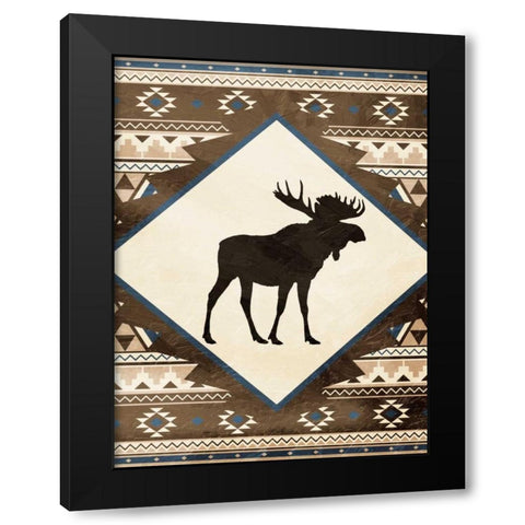 Moose Pattern Mate Black Modern Wood Framed Art Print by Grey, Jace