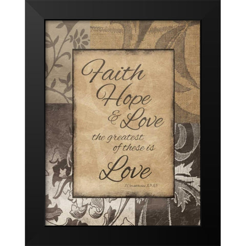 Darker Faith Hope Love Black Modern Wood Framed Art Print by Grey, Jace