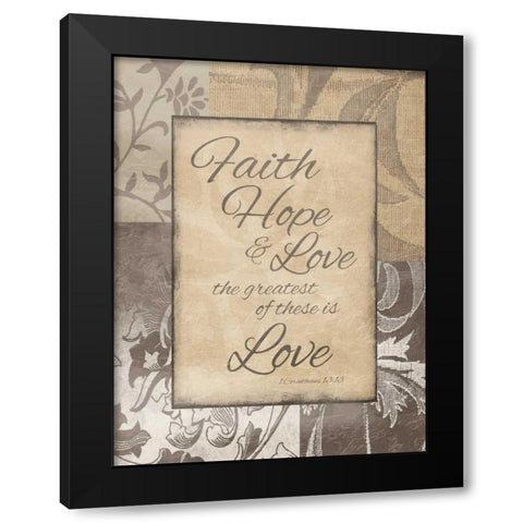 Faith Hope Love Black Modern Wood Framed Art Print with Double Matting by Grey, Jace