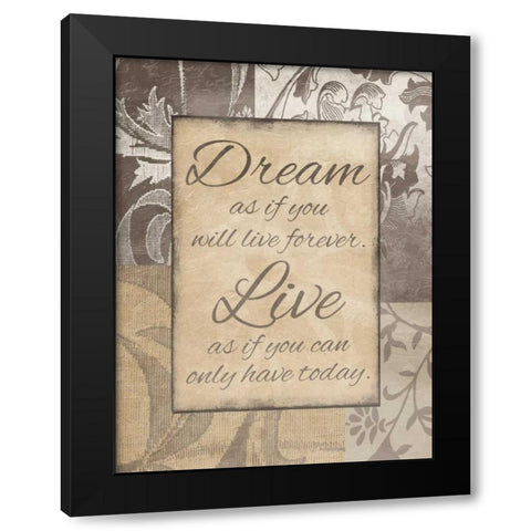 Dream Live Black Modern Wood Framed Art Print with Double Matting by Grey, Jace