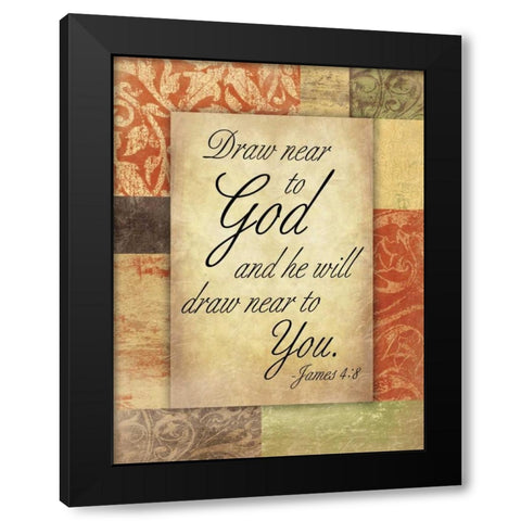 Draw God Black Modern Wood Framed Art Print by Grey, Jace