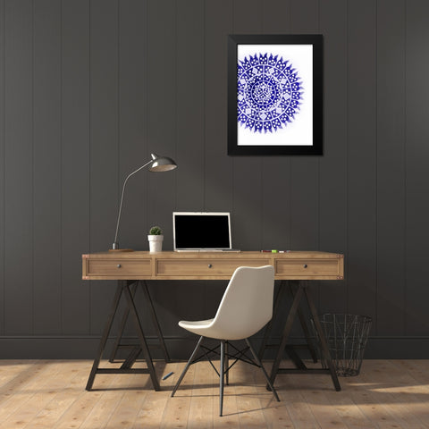 Indigo Coastal Pattern Black Modern Wood Framed Art Print by Grey, Jace