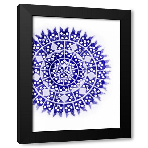 Indigo Coastal Pattern Black Modern Wood Framed Art Print with Double Matting by Grey, Jace