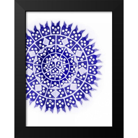 Indigo Coastal Pattern Black Modern Wood Framed Art Print by Grey, Jace