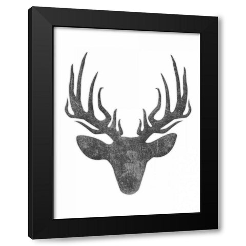 Black And White Aged Deer Mate Black Modern Wood Framed Art Print by Grey, Jace